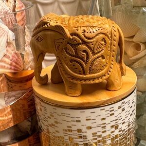 Hand-Carved Wooden Elephant Figurine
